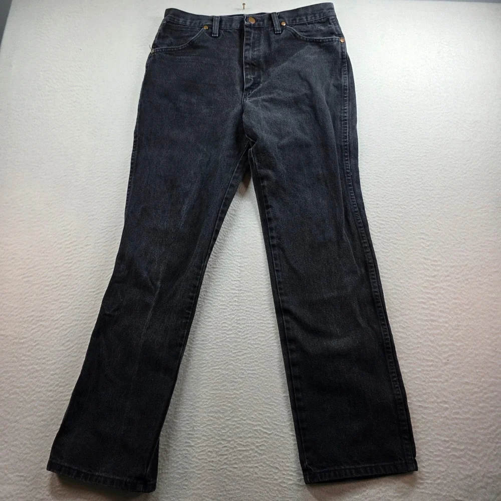 Wrangler‎ Cowboy Cut Jeans Mens 33x32 Black Slim Fit 936WBK High Rise Denim